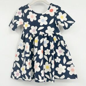 Quince Girls Organic Cotton Geometric Daisy Floral Whimsical Pocket Dress 3T